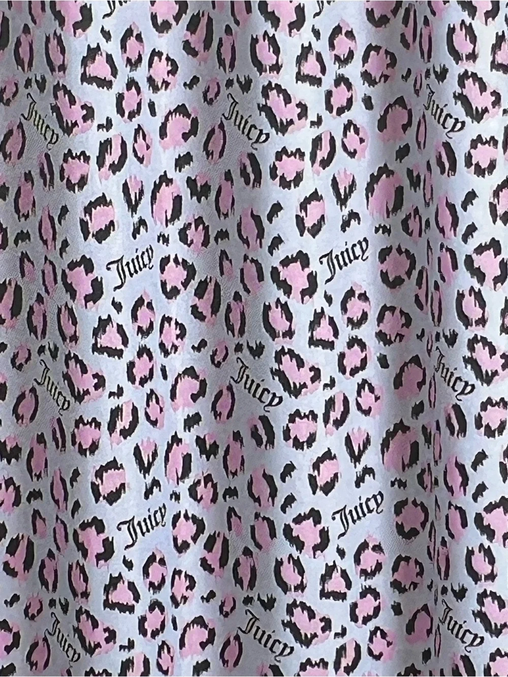 Juicy Couture Pink Leopard Fabric Shower Curtain & Hooks